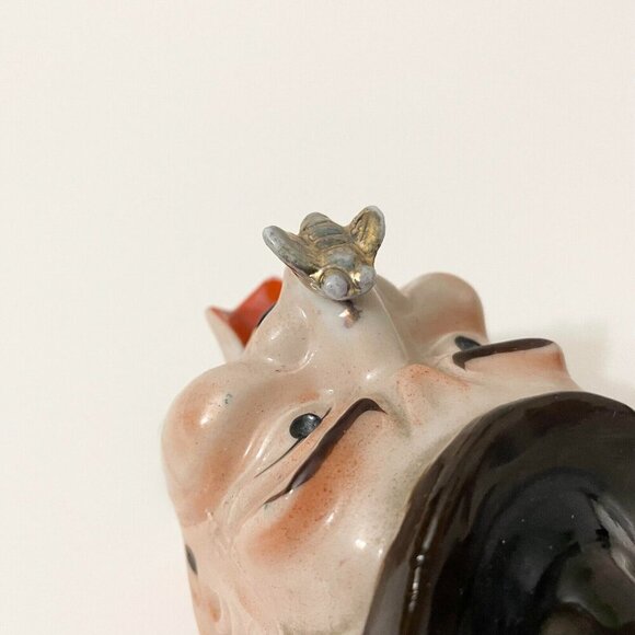 Vintage Man with Open Mouth Fly on Nose Ceramic Ashtray Flaws - Picture 7 of 16